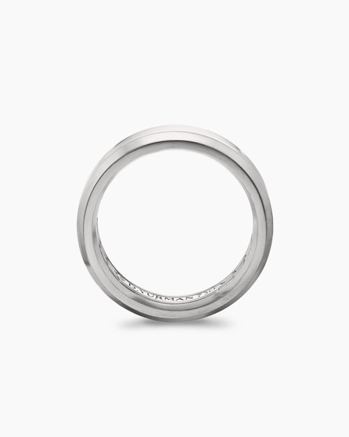 Mens Beveled Band Ring in 18K White Gold, 4mm