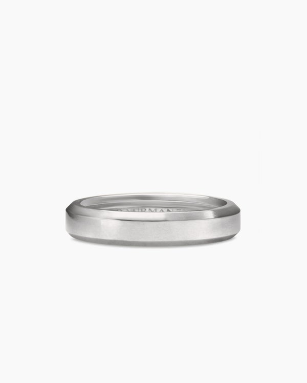 Beveled Band Ring in 18K White Gold, 4mm