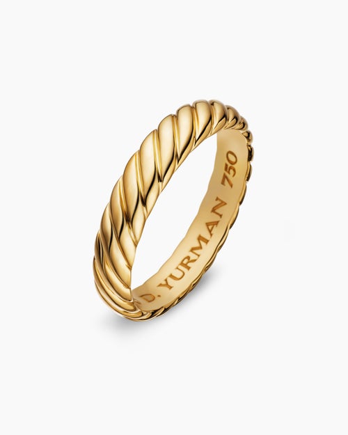 Mens Cable Band Ring in 18K Yellow Gold, 5mm