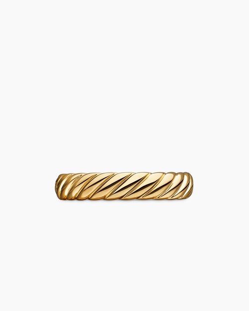 Mens Cable Band Ring in 18K Yellow Gold, 5mm