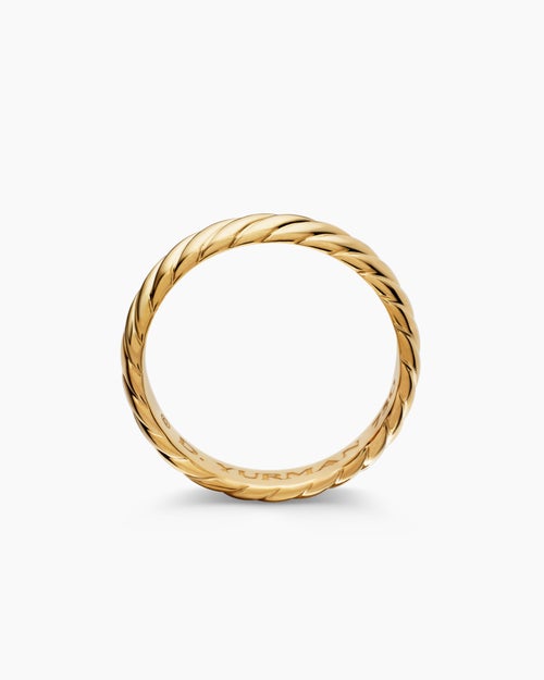 Mens Cable Band Ring in 18K Yellow Gold, 5mm