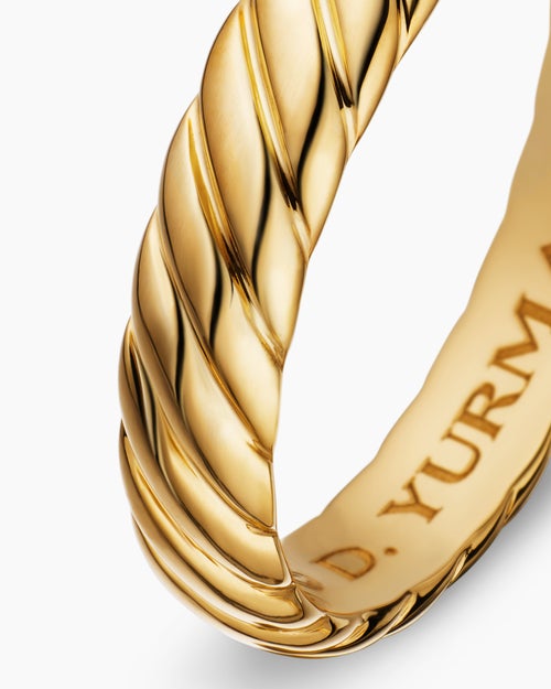 Mens Cable Band Ring in 18K Yellow Gold, 5mm