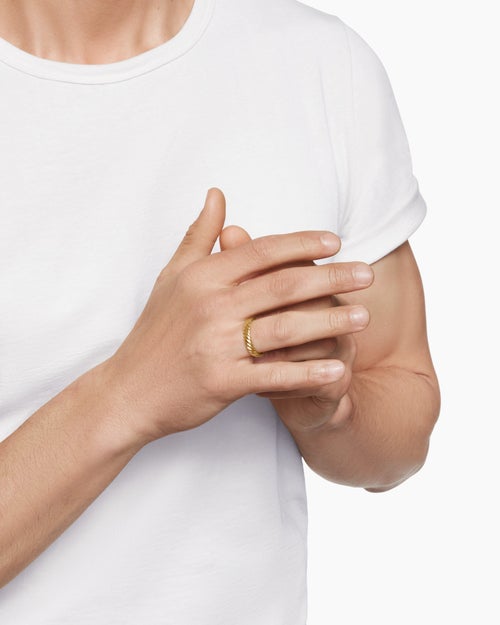 Mens Cable Band Ring in 18K Yellow Gold, 5mm