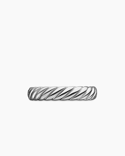 Mens Cable Band Ring in 18K White Gold, 5mm