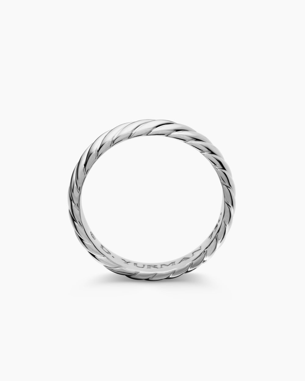 Mens Cable Band Ring in 18K White Gold, 5mm