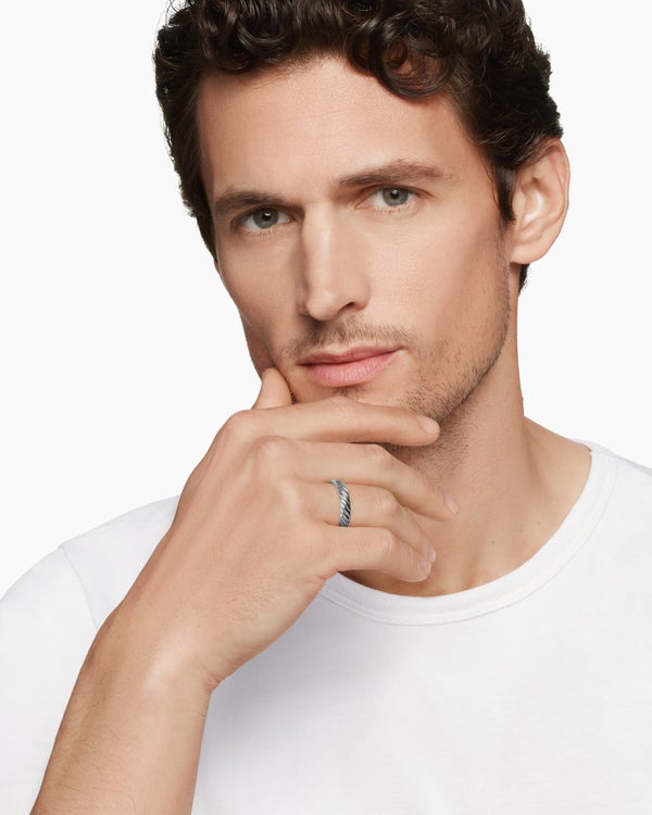 Cable Band Ring in 18K White Gold, 5mm