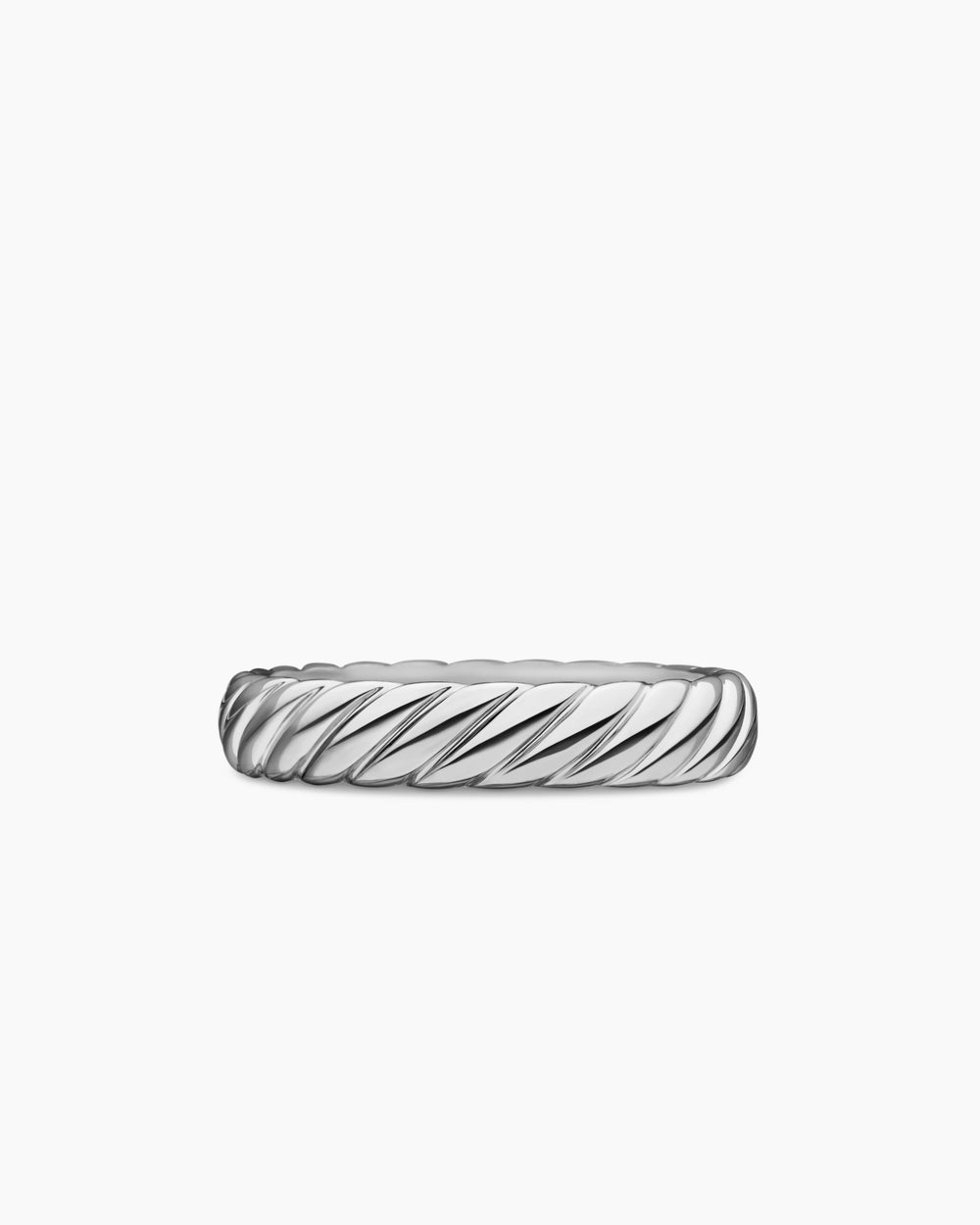 Mens Cable Band Ring in 18K White Gold, 5mm