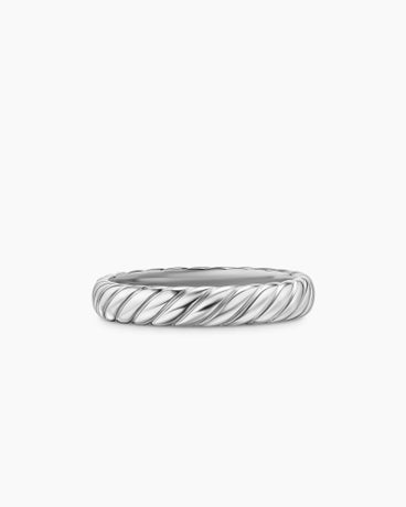 Cable Band Ring in 18K White Gold, 5mm