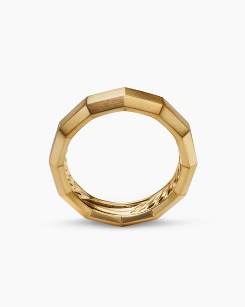 Mens Faceted Band Ring in 18ct Yellow Gold, 6mm