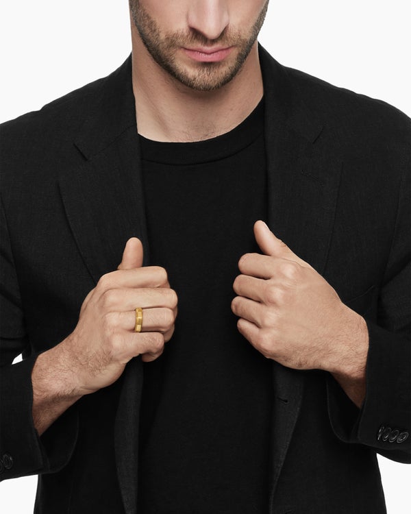 Faceted Band Ring in 18K Yellow Gold, 6mm