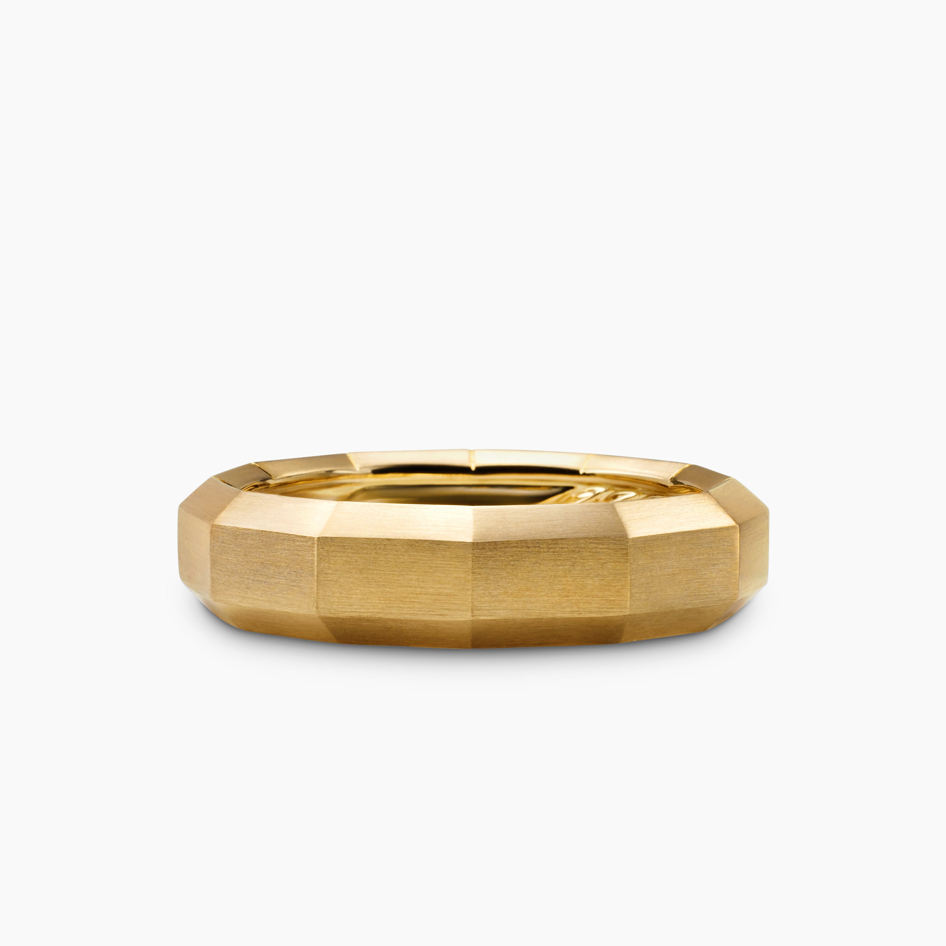 Mens Faceted Band Ring in 18ct Yellow Gold, 6mm