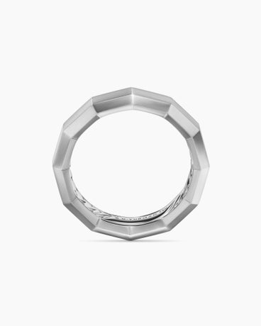 Faceted Band Ring in 18K White Gold, 6mm