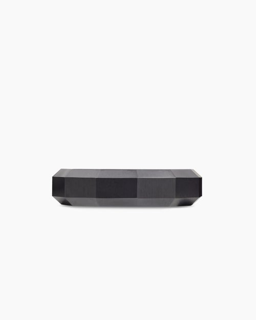 Mens Faceted Band Ring in Black Titanium, 6mm
