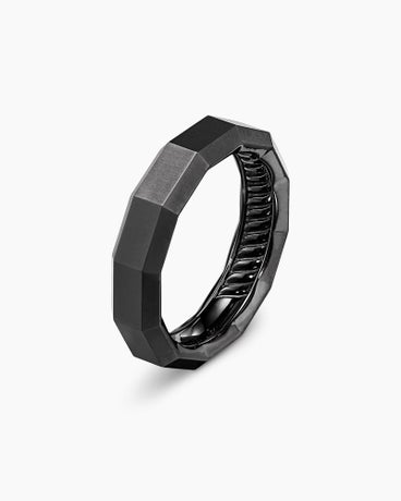Faceted Band Ring in Black Titanium, 6mm