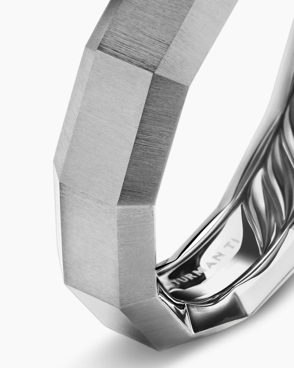 Mens Faceted Band Ring in Grey Titanium, 6mm