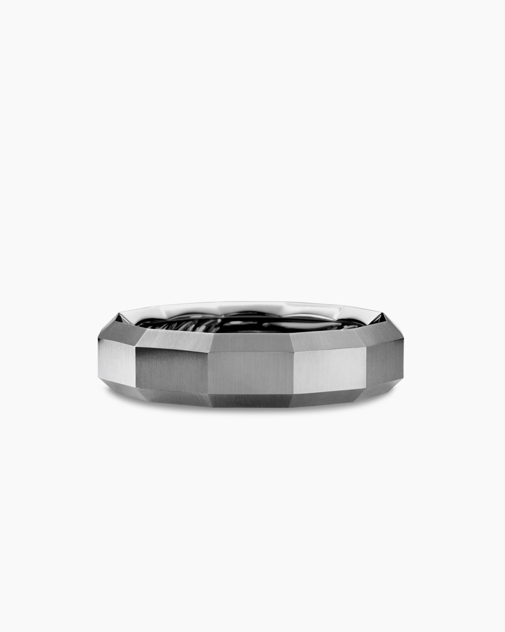 Mens Faceted Band Ring in Grey Titanium, 6mm