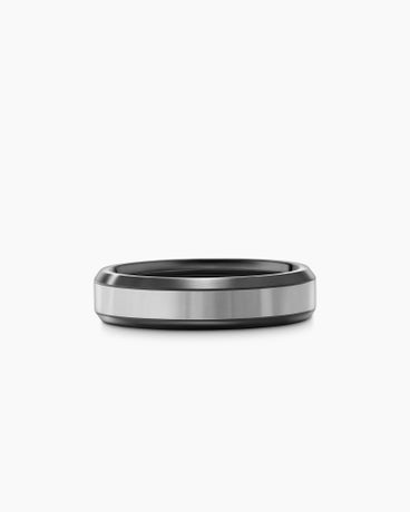 Beveled Band Ring in Black Titanium with Grey Titanium, 6mm