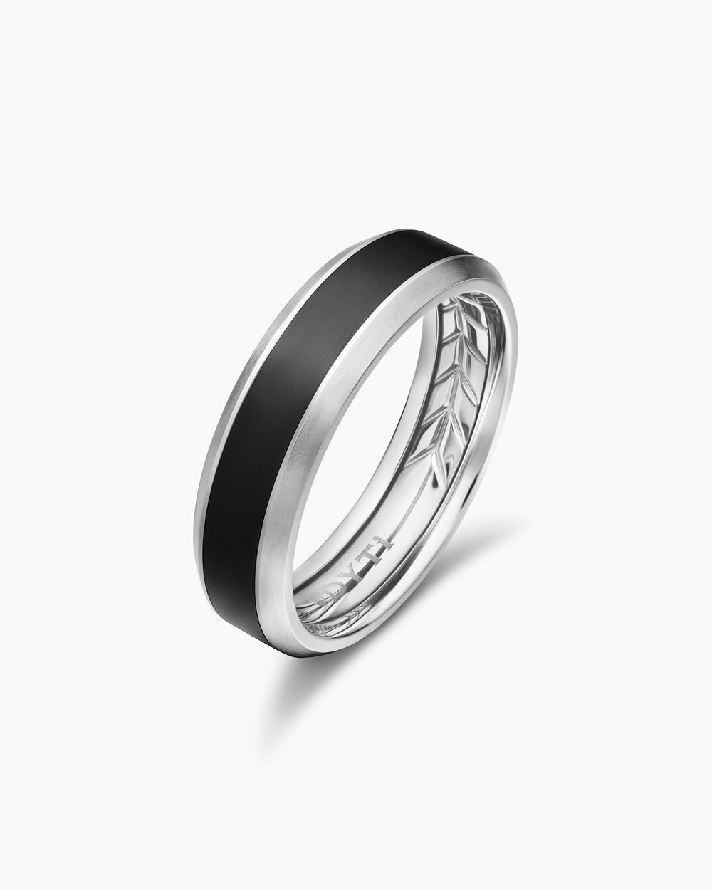 Mens Beveled Band Ring in Grey Titanium with Black Titanium, 6mm