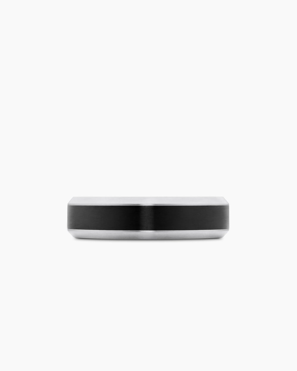 Mens Beveled Band Ring in Grey Titanium with Black Titanium, 6mm
