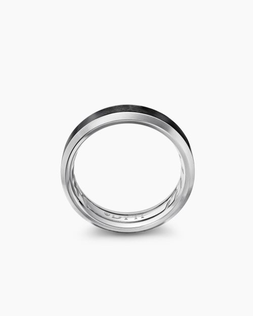 Mens Beveled Band Ring in Grey Titanium with Black Titanium, 6mm