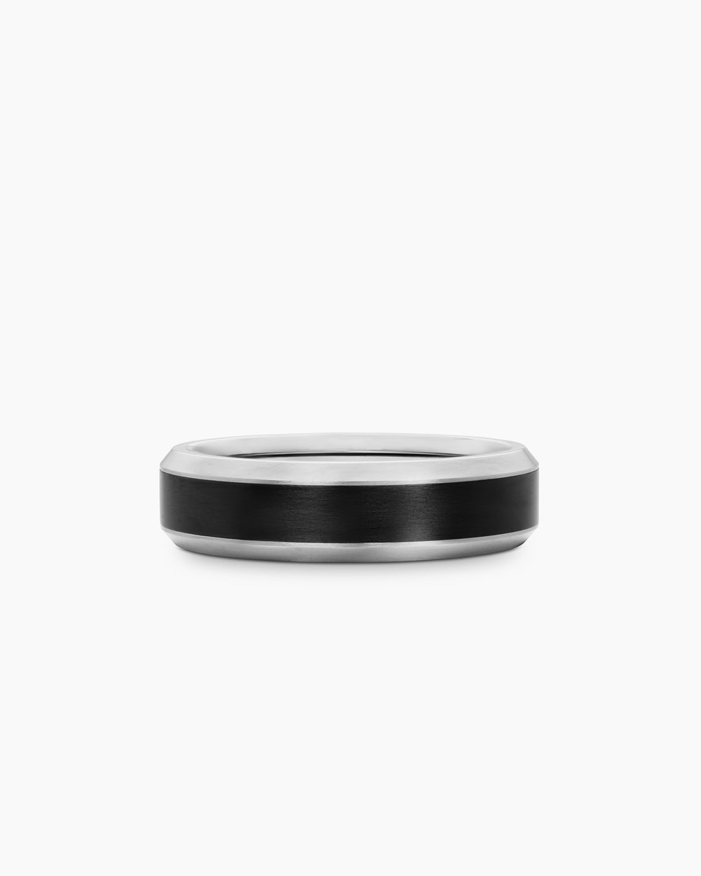 Mens Beveled Band Ring in Grey Titanium with Black Titanium, 6mm