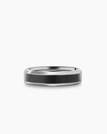 Beveled Band Ring in Grey Titanium with Black Titanium, 6mm