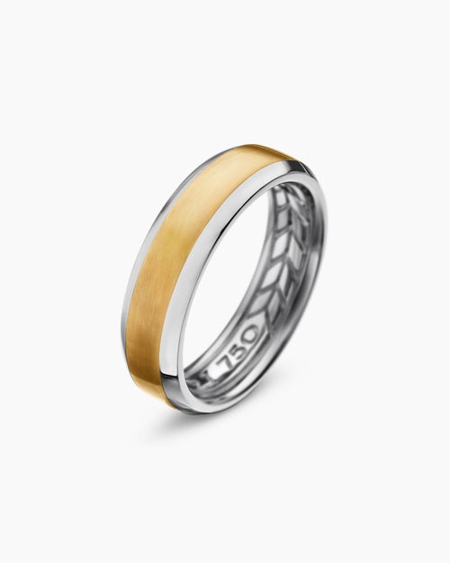 Mens Beveled Band Ring in 18K Gold, 6mm