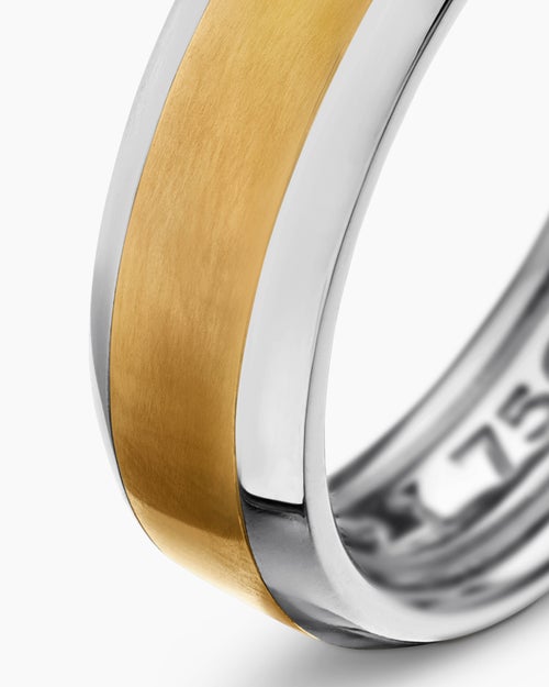 Mens Beveled Band Ring in 18K Gold, 6mm