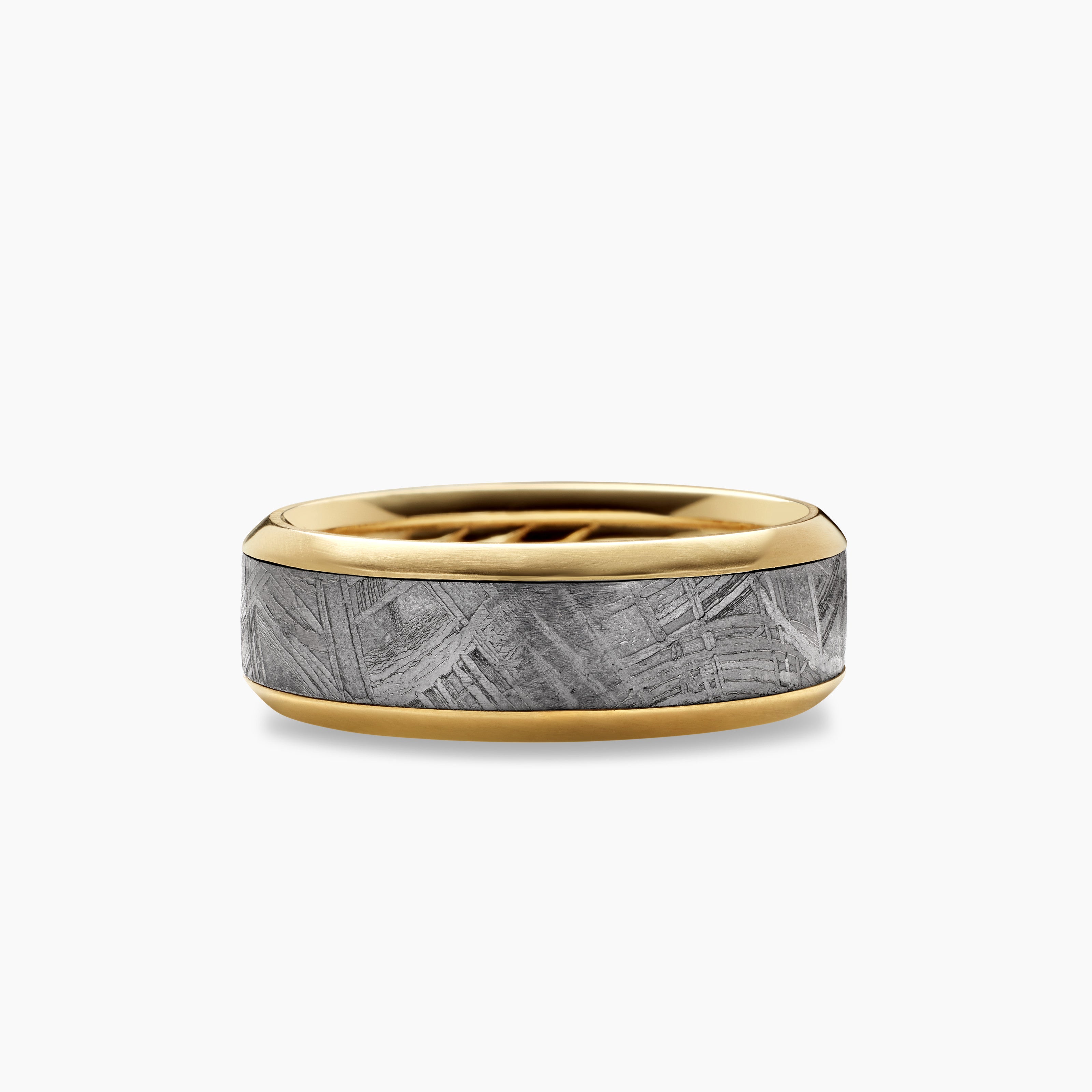 Mens Beveled Band Ring in 18K Yellow Gold, 8.5mm