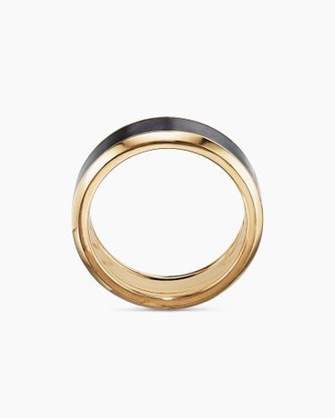 Bevelled Band Ring in 18K Yellow Gold with Black Titanium, 8.5mm