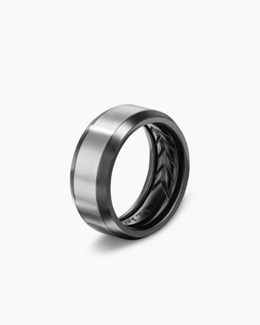 Bevelled Band Ring in Black Titanium with Grey Titanium, 8.5mm