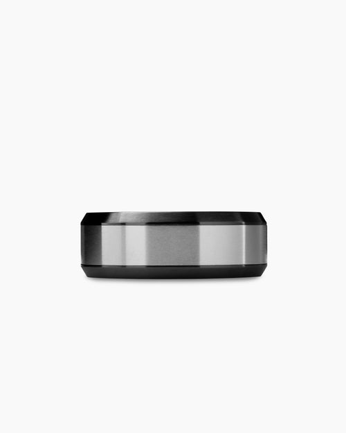 Mens Beveled Band Ring in Black Titanium with Grey Titanium, 8.5mm