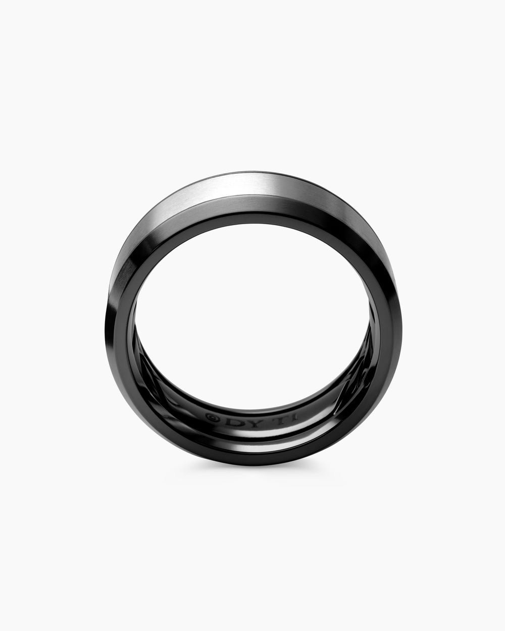 Mens Beveled Band Ring in Black Titanium with Grey Titanium, 8.5mm