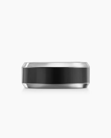 Beveled Band Ring in Grey Titanium with Black Titanium, 8.5mm