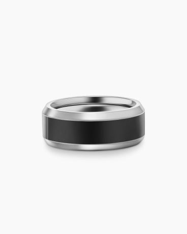 Beveled Band Ring in Grey Titanium with Black Titanium, 8.5mm