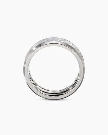 Beveled Band Ring in Grey Titanium with Meteorite, 8.5mm
