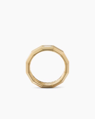 Faceted Band Ring in 18K Yellow Gold with Center Diamond, 6mm