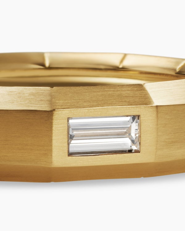 Anneau Faceted en or jaune 18 carats avec diamant central, 6 mm