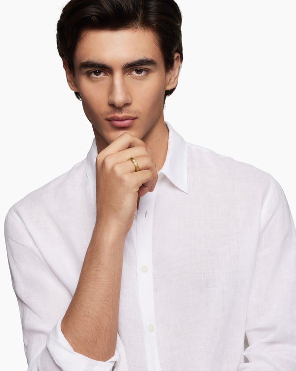 Anneau Faceted en or jaune 18 carats avec diamant central, 6 mm