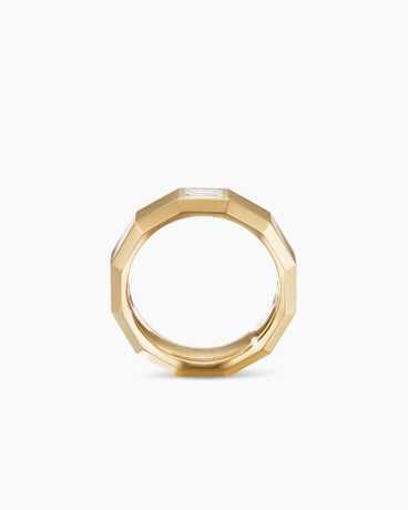 Faceted Band Ring in 18K Yellow Gold with Diamond, 8mm