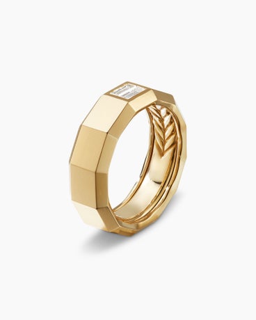 Faceted Band Ring in 18K Yellow Gold with Diamond, 8mm