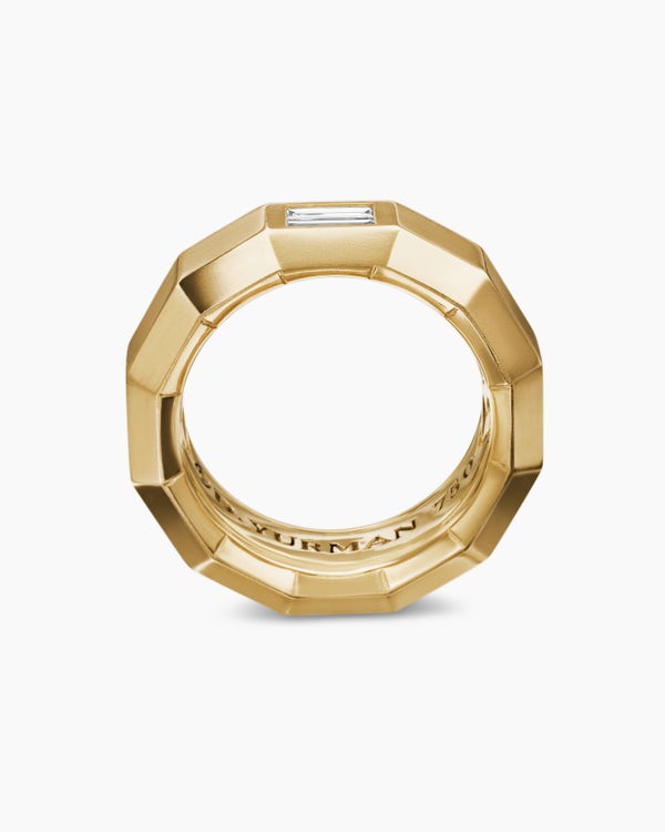 Faceted Band Ring in 18K Yellow Gold with Diamond, 8mm