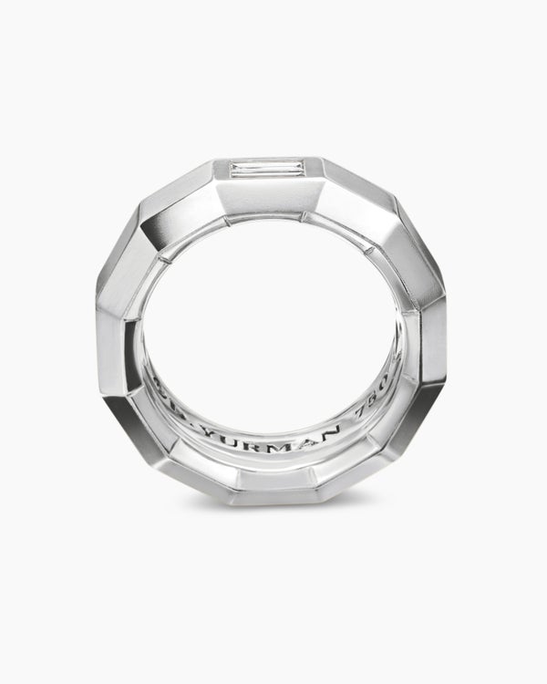 Anneau Faceted en or blanc 18 carats avec diamant central, 8 mm