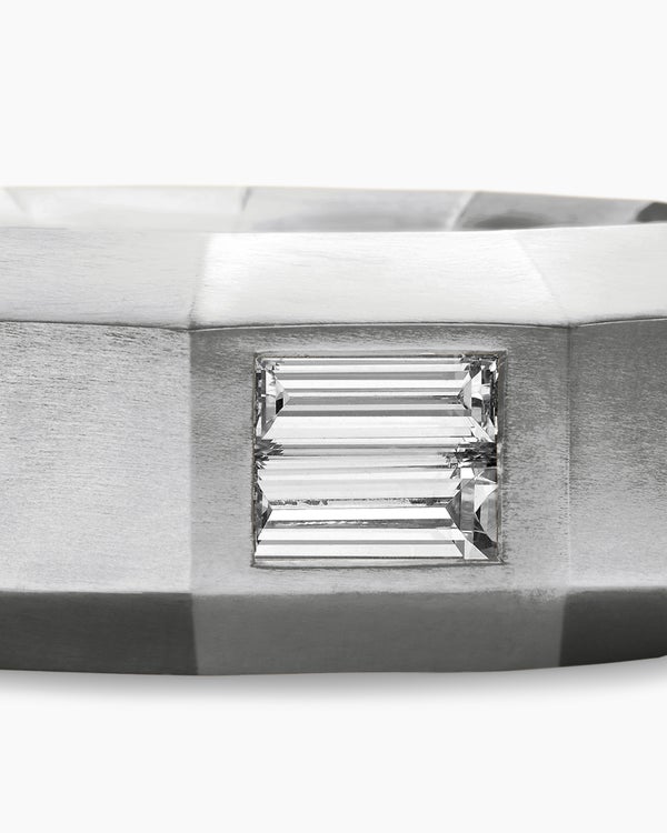 Anneau Faceted en or blanc 18 carats avec diamant central, 8 mm