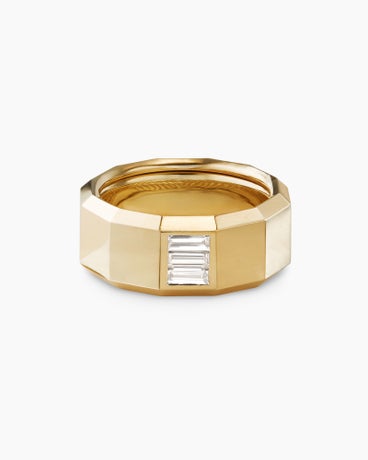 Faceted Band Ring in 18K Yellow Gold with Diamond, 10mm
