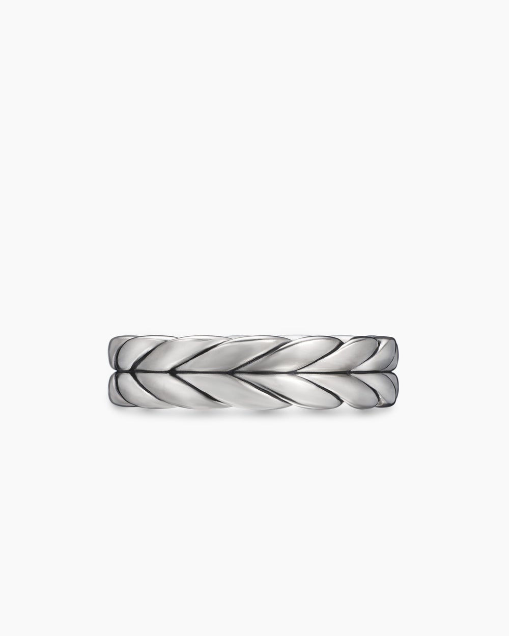 Mens Chevron Band Ring in Sterling Silver, 6mm