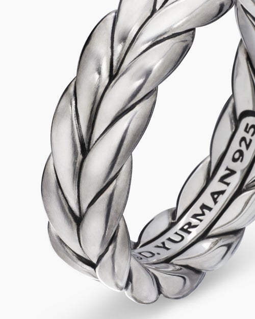 Mens Chevron Band Ring in Sterling Silver, 6mm
