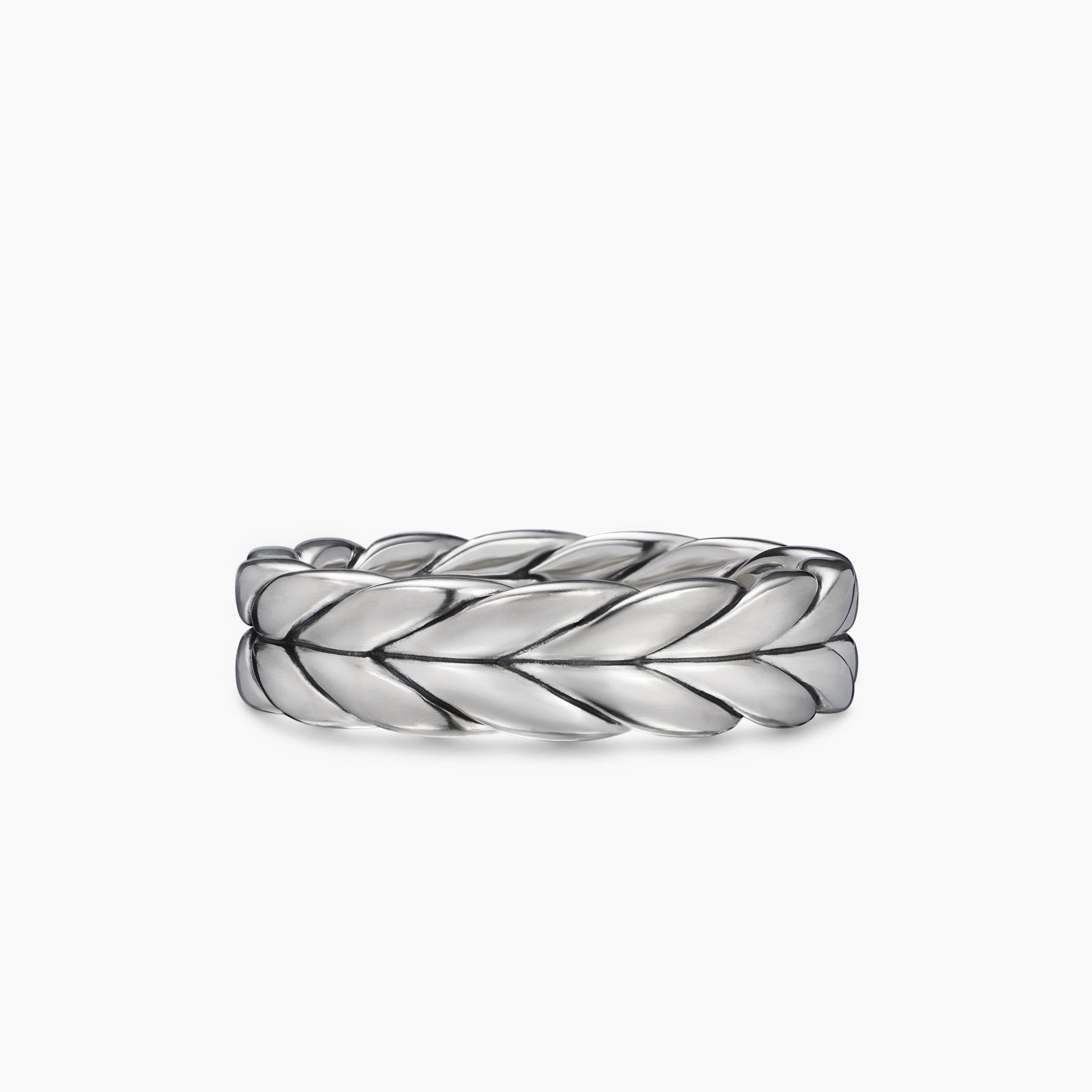 Mens Chevron Band Ring in Sterling Silver, 6mm