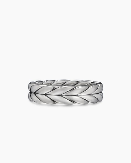 Mens Chevron Band Ring in Sterling Silver, 6mm