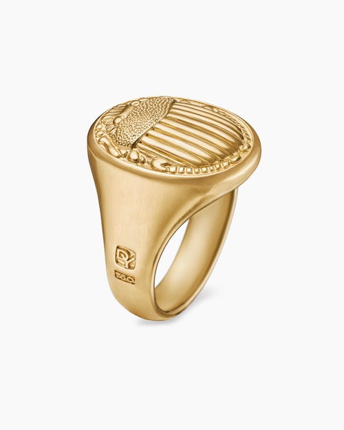 Mens Petrvs® Scarab Signet Ring in 18K Yellow Gold, 21.5mm